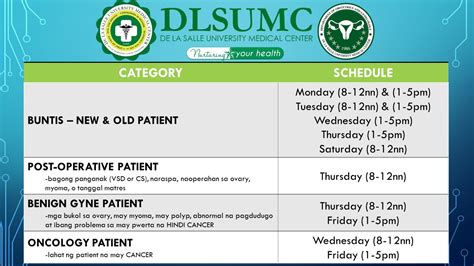 dlsumc opd schedule